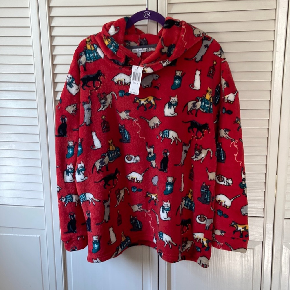 Vera Bradley Cat Fleece Hooded Sweatshirt
